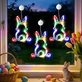 3 Stück Osterdeko Fenster Licht, Ostern Led