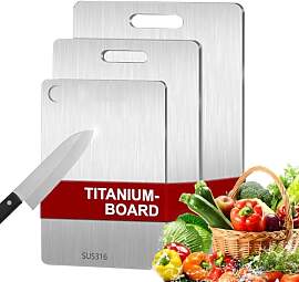 3 Stück Titan Schneidebrett, Edelstahl Titanium