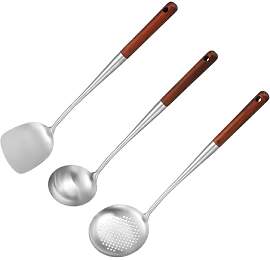 3 Stück Wok Spatel Set, Schaumlöffel aus