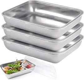 3-Teilig Panierschalen Set,25x20x5 cm Backblech