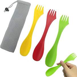3-teiliger Kunststoff-Göffel, 3-in-1-Göffel,