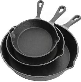 3 Teiliges Gusseiserne Bratpfann Grillpfanne: