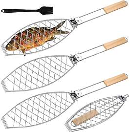 3 x Fischbräter, Edelstahl Fisch Grillhalter mit