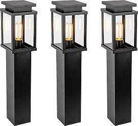 3x Jersey Gartenlampe Schwarz 60cm mit LED