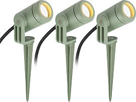 3x Mini LED Spike Gartenspot Grün