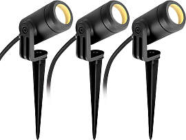 3x Mini LED Spike Gartenspot Mattschwarz