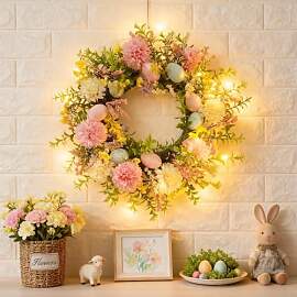 40cm LED Osterkranz Haustür Mit Osterei,