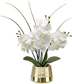 40CM Orchidee Künstlich Weiss, Orchideen im Topf