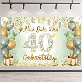 40. Geburtstag Banner, Grün Gold 40 Jahre