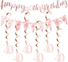 40. Geburtstag Deko Frauen Roségold Set – Happy 