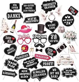 40 Stück Deutsch Fotobox Accessoires Hochzeit,