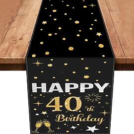 40.Tischläufer Geburtstag,Schwarz Gold Tischdeko