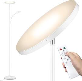 42W Stehlampe Wohnzimmer Weiß, 4200LM LED