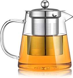 450ml Glasteekanne mit Glas-Sieb und Deckel,