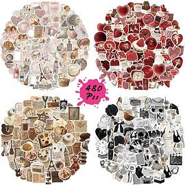 480 Stück Vintage Sticker Set, Ästhetische