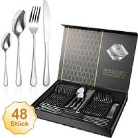 48-teiliges Gold/Silber Edelstahl Besteck-Set in