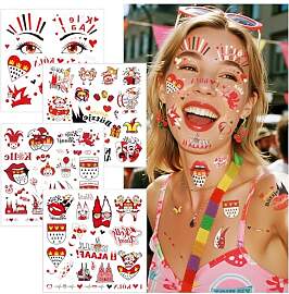 4 Blatt Karneval Gesichtstattoo Set Köln Stil,