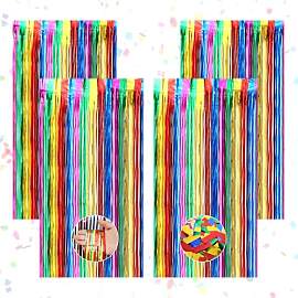 4 Bunte Lametta Vorhänge,