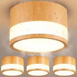 4er Aufbauspot mit Holzoptik, IP44 Wasserdichte
