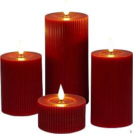 4er Set LED Kerzen STREIFEN rot in verschiedenen