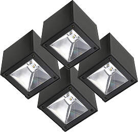 4er set LED Solar Cube Wandleuchte Schwarz