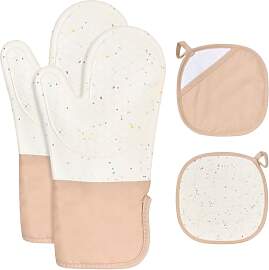 4er Set Ofenhandschuhe Topflappen,1 Paar Waschbare 