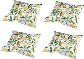 4er Set Outdoor Garten Kissen ZITRONEN weiß gelb