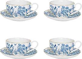 4er Set Tassen mit Untertasse PARADISE GARDEN