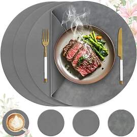 4er Set Tischset aus Leder-Imitat，Platzsets