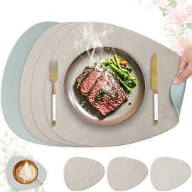 4er Set Tischset aus Leder-Imitat，Platzsets