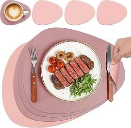4er Set Tischsets Leder-Imitat und Untersetzer,