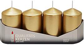 4er Tray Stumpenkerzen Gold lackiert, Größe ca.