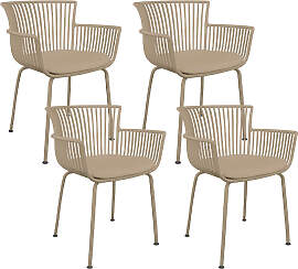 4e Set Kick Gartenstuhl Otis - Weiss - Beige