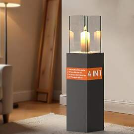 4 IN 1 Windlicht Säule Hoch 89CM Standkamin Groß 