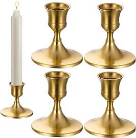 4 Kerzenständer Gold, Stabkerzenhalter Gold Für