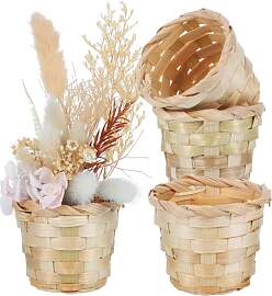 4pcs Mini Rattan Korb Geflochtener Blumenkorb