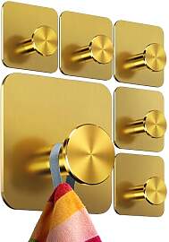 4smile Handtuchhalter ohne Bohren, 6er Set, Gold - 