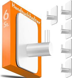 4smile Handtuchhalter ohne Bohren, weiß - 6er-Set 