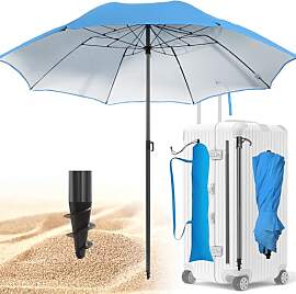 4smile Sonnenschirm Strand Ø 160 cm, Fb. Blau -