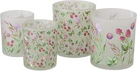 4 STK Windlichter Blumen Glas b457 Kerzenhalter