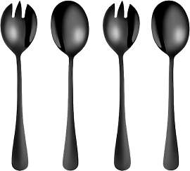 4 Stück 4.5 x 19,5cm Salatbesteck Schwarz,