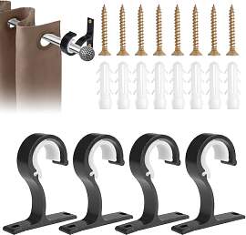 4 Stück Aluminiumlegierung Vorhangstangenhalter,