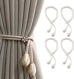 4 Stück Beige Vorhang Raffhalter für Gardinen