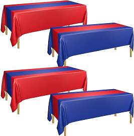 4 Stück Blaue und rote Tischdecke Tischläufer