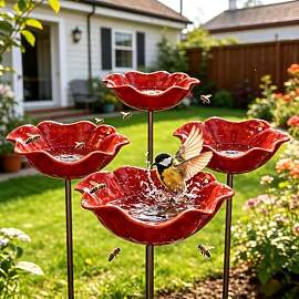 4 Stück Blumen Gartenstecker Metall,Bienen
