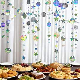 4 Stück Bunt Glitzer Papier Circle Dots Girlande