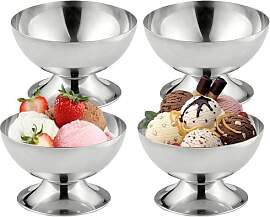 4 Stück Edelstahl Eisbecher - Ø 10cm 200ml