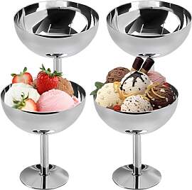 4 Stück Edelstahl Eisbecher - Ø 10cm 200ml