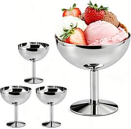 4 Stück Eisbecher Edelstahl 200ml Ø 10cm