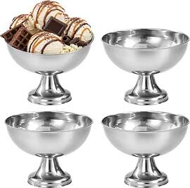 4 Stück Eisbecher Edelstahl, 240ml Dessertschale